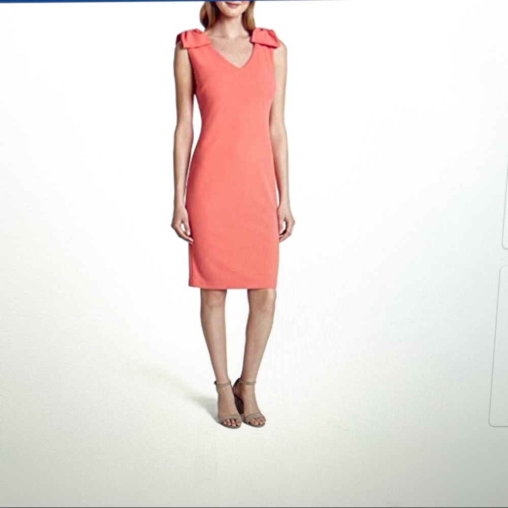 NWT Tahari Sleeveless Bow Shoulder Sheath Dress - Porcelain Rose